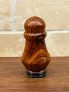 stainless steel bottle stopper with wooden top made from cocobolo